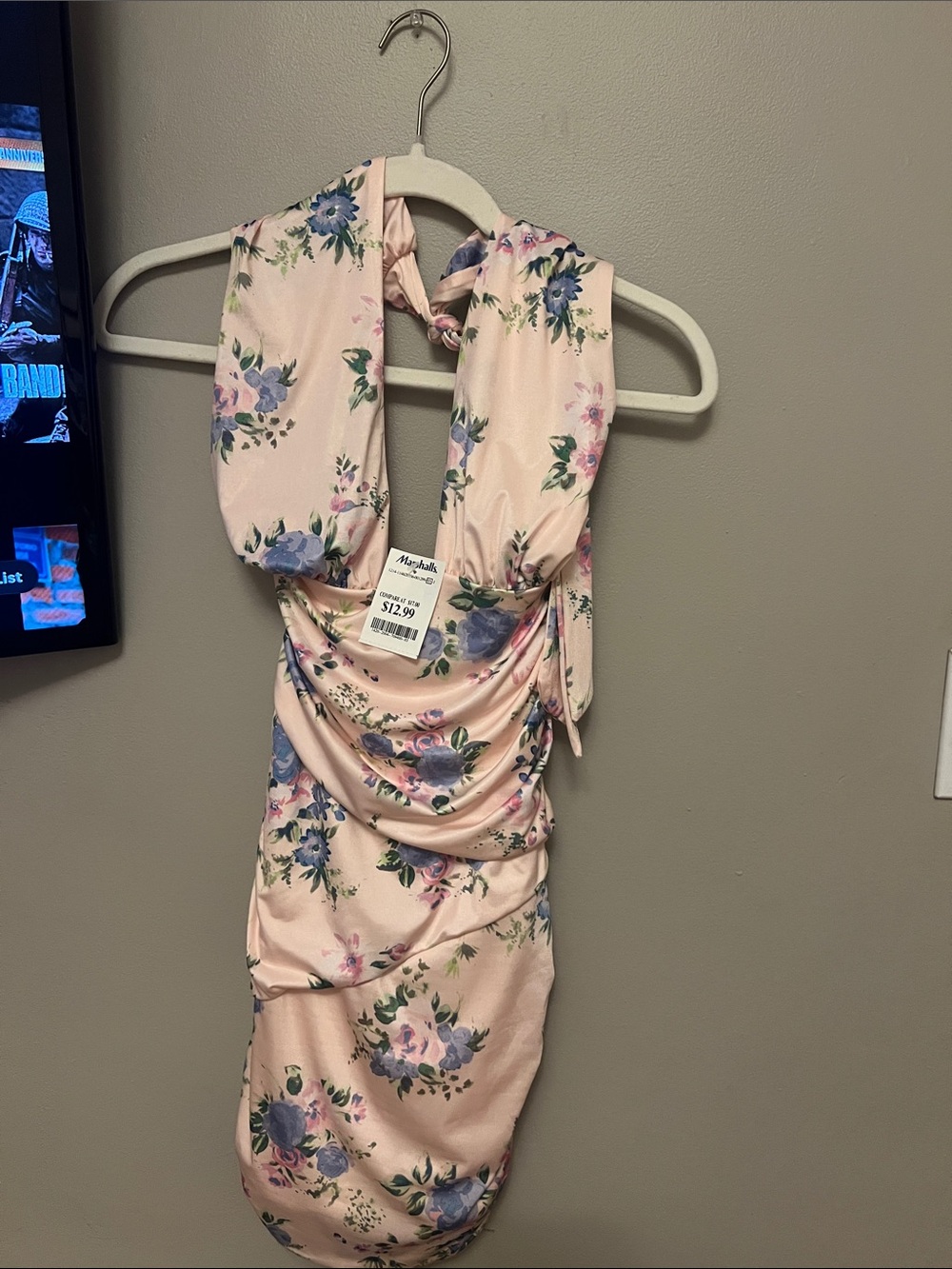 Zara Pink Floral Halter Ruched Chemise